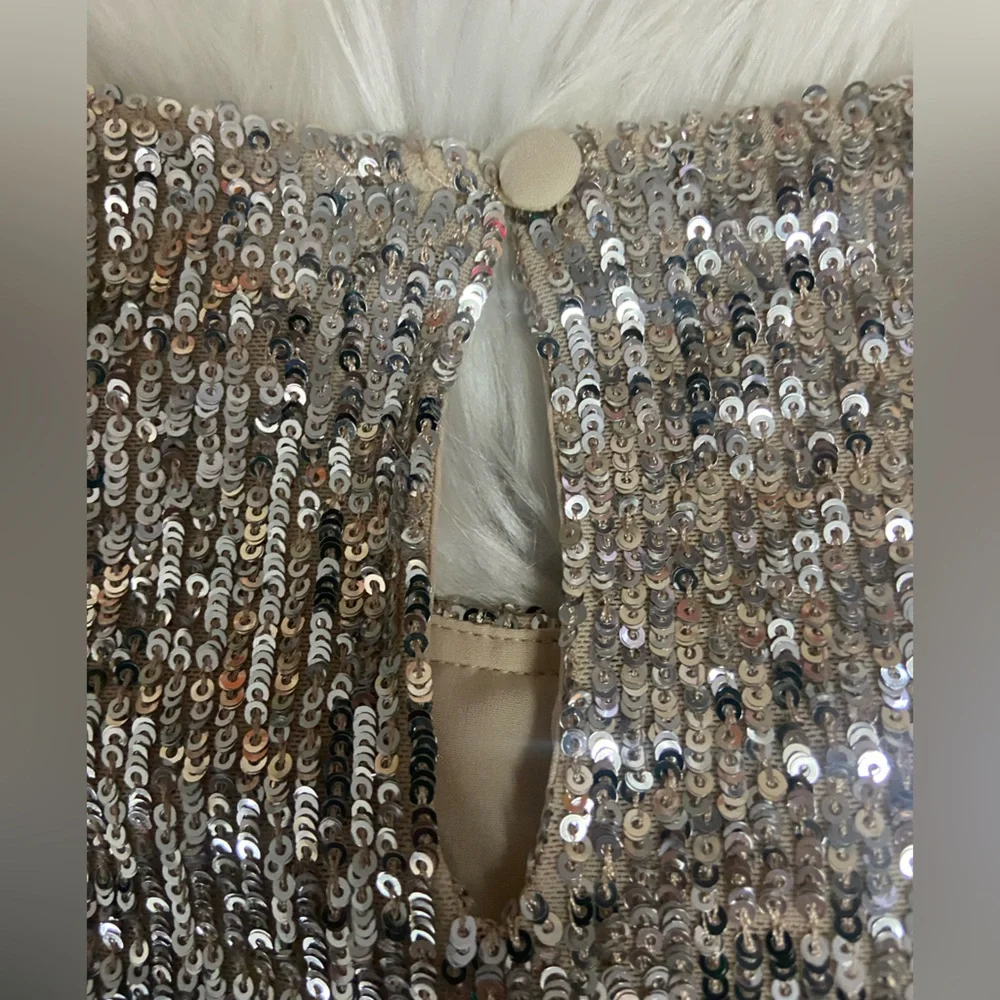 Gianni Bini Silver Sequin Short Sleeve Top - Picture 5 of 11